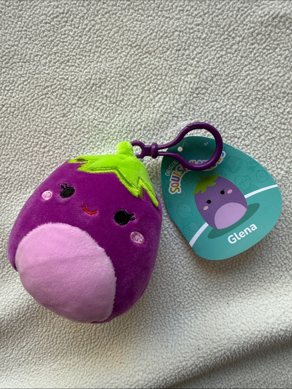 Squishmallows Glena Clip-On Plush - Purple with Lime Top